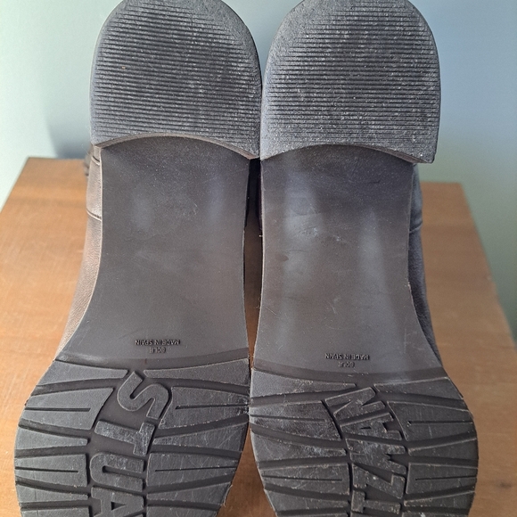 Stuart Weitzman Pimilco Knit Brown Leather Moto Boot - Picture 6 of 8